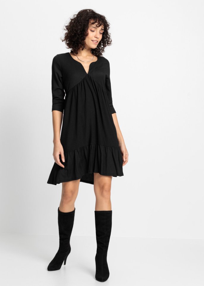 Crepe-Jerseykleid mit Volants