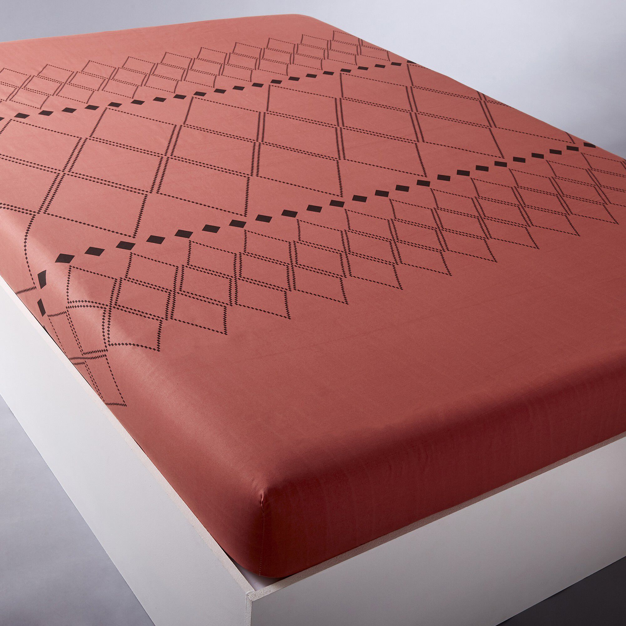 Linge de lit Massaï coton à motifs graphiques et finitions pompons