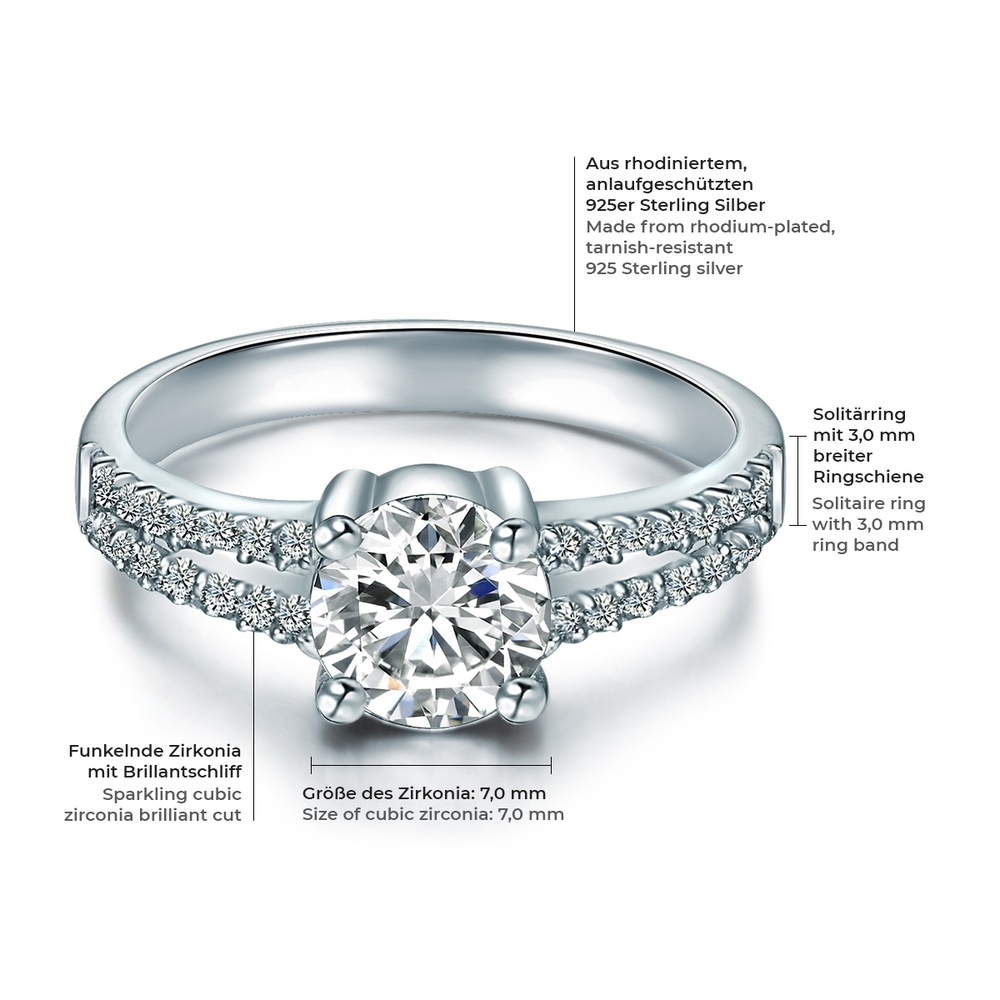Trilani Bague en argent Argent sterling Oxyde de zirconium (CZ) en Argent Bague