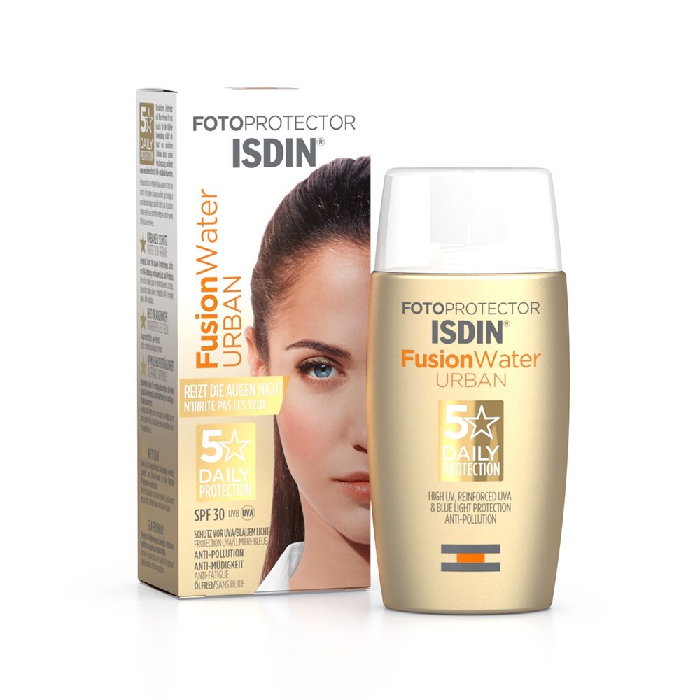 isdin Fusion Water Urban Crème solaire visage Anti Lumière bleueSPF30