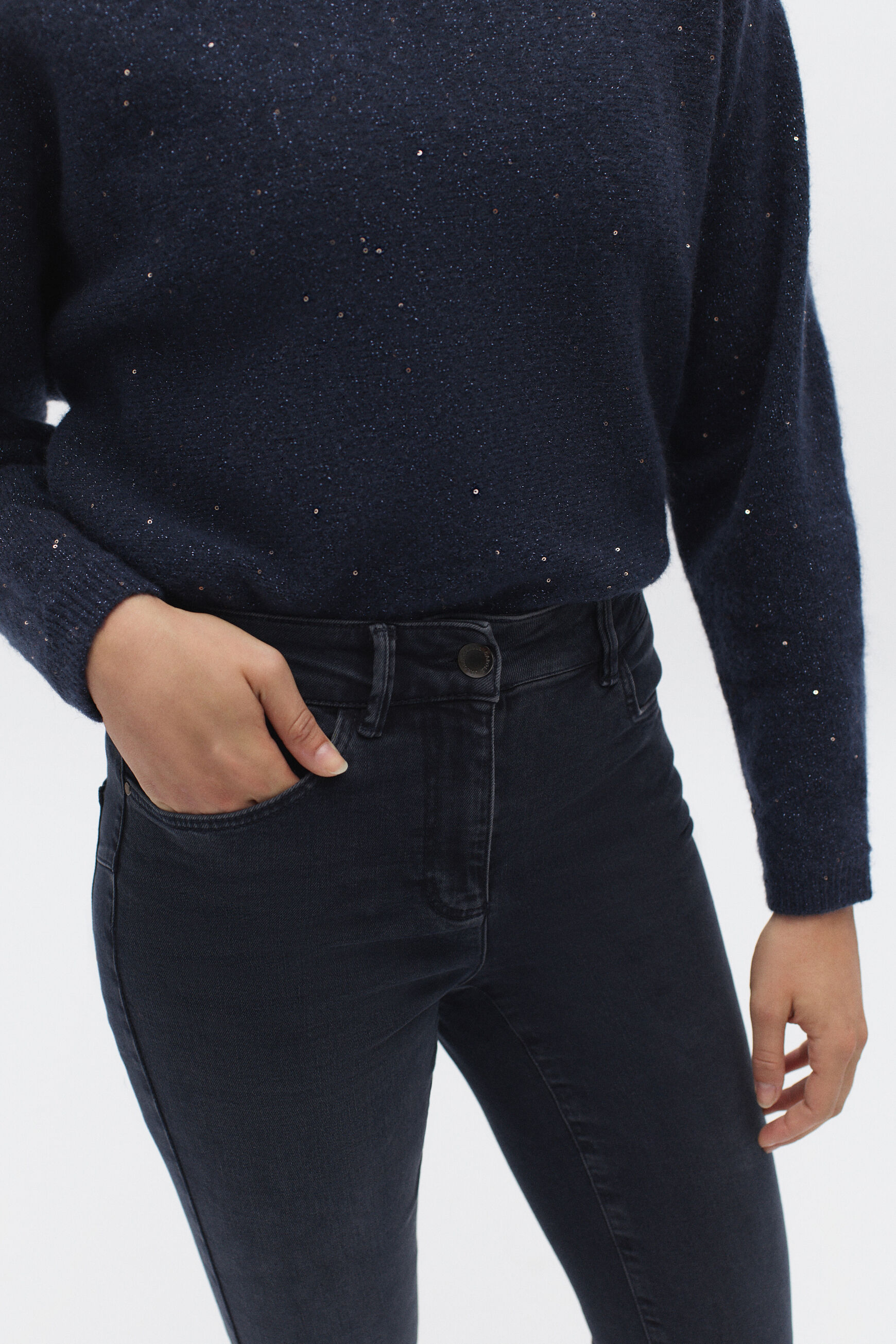 pantalon tom bleu fonce femme