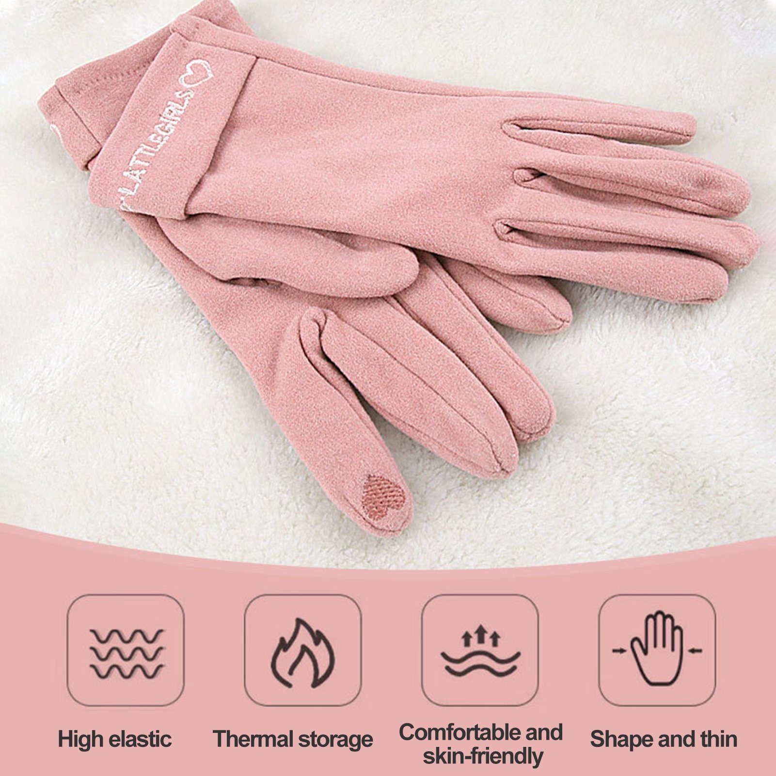 Rutaqian Strickhandschuhe 1 Paar Damen Winter Touchscreen Handschuhe Warm Fleece Gefüttert Warme Fingerhandschuhe für Damen Sport