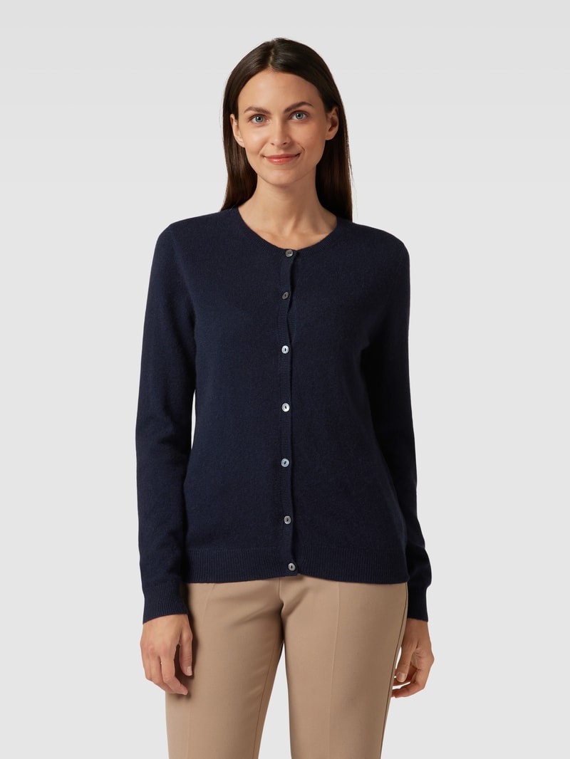 Strickjacke aus Kaschmir mit Knopfleiste in dunkelblau
