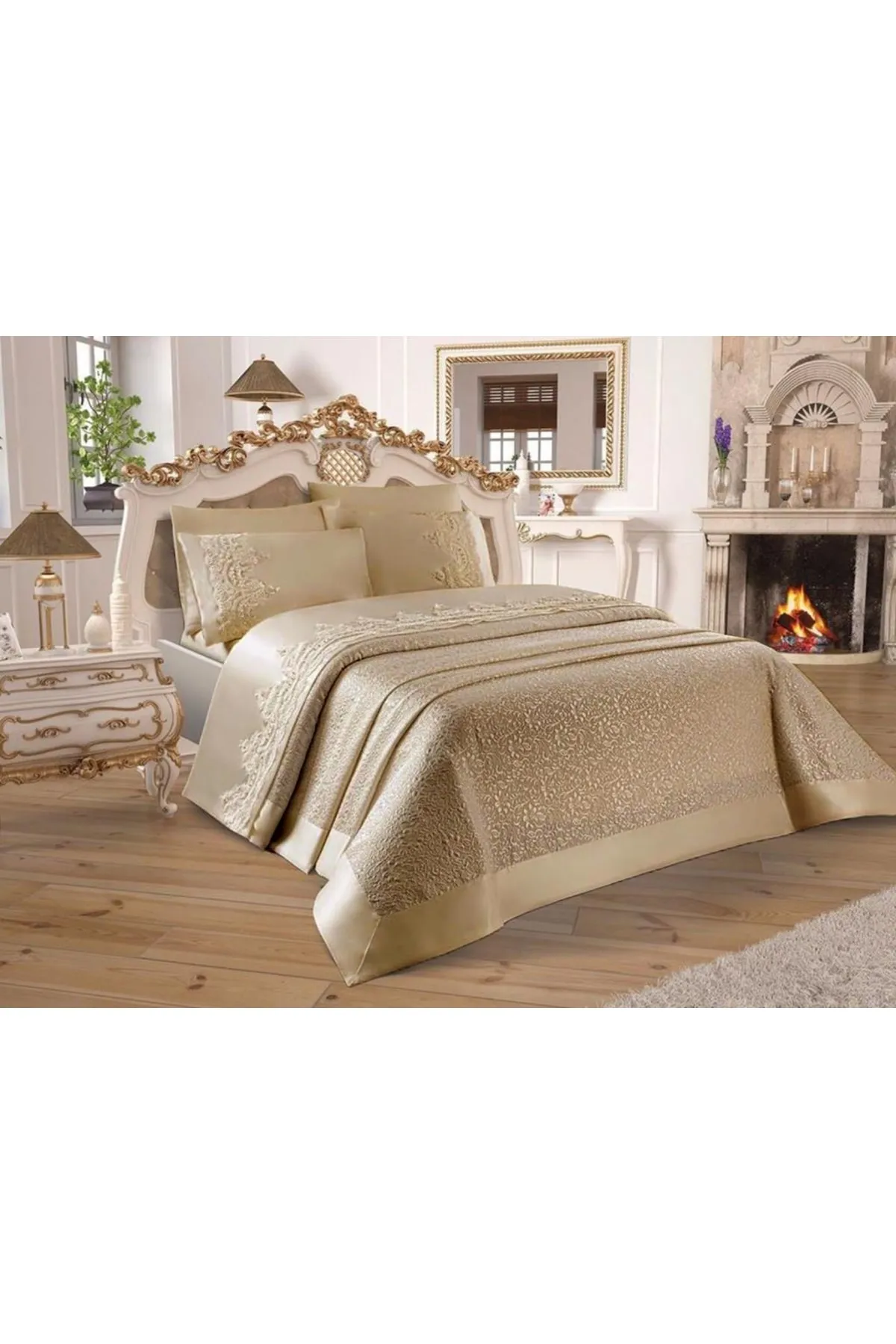 Çeyiz Diyarı  Çeyizdiyari French Guipure Diana Pike Set 3 Stück Beige