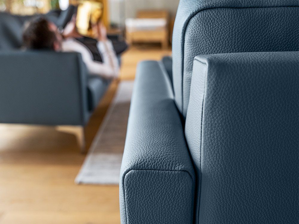 KAUTSCH.com 3-Sitzer LOTTA, L-Form, Ecksofa, abnehmbarer Longchair, 100 % europäisches Rindsleder, zerlegbares System, modular erweiterbar, hochwertiger Kaltschaum, Wellenfederung