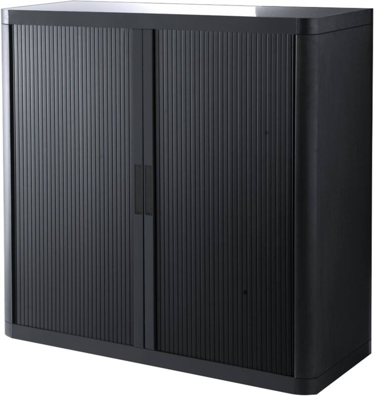 Paperflow Rollladenschrank PS (Polystyrol), Stahl 2 Fachböden abschließbar 1.100 x 415 x 1.040 mm Schwarz