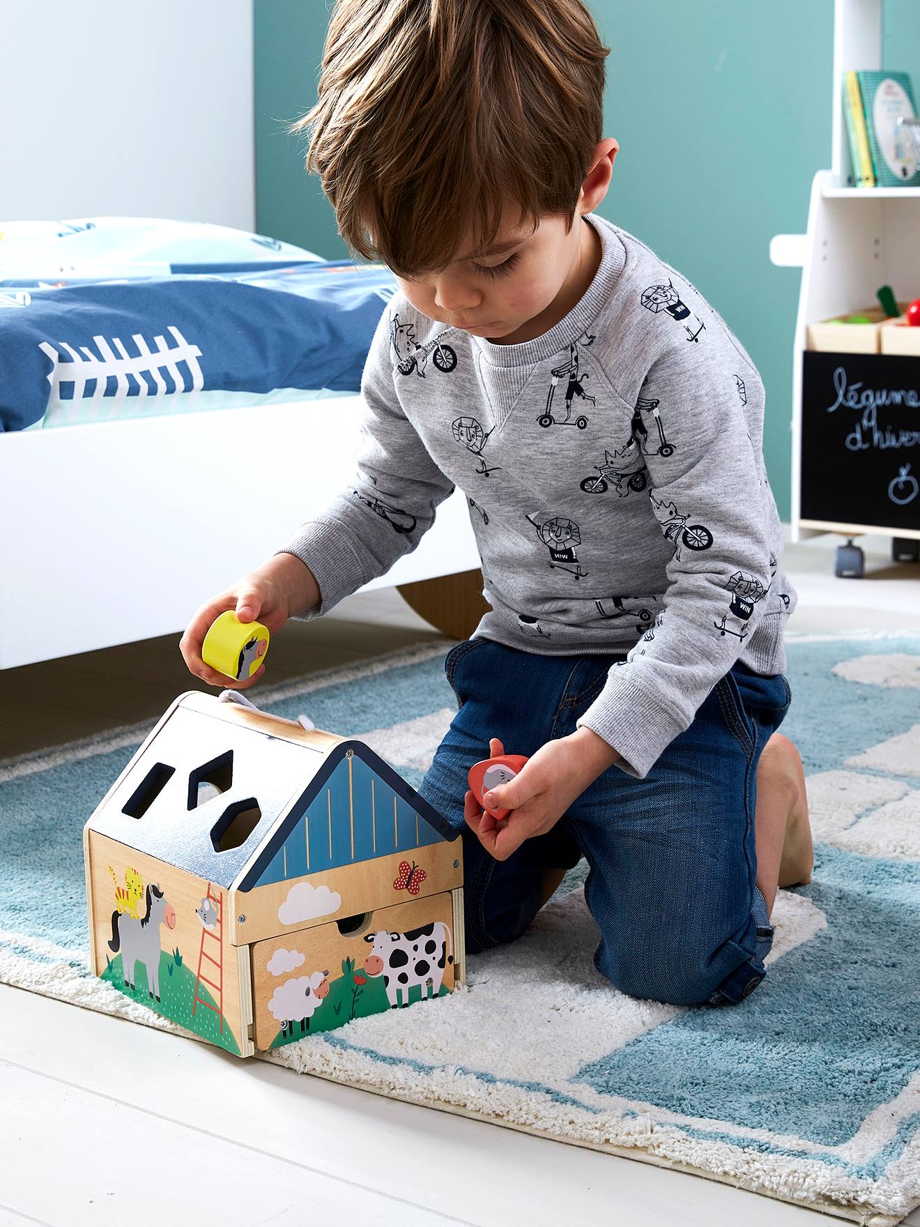 Vertbaudet Baby Steckspiel aus Holz FSC - mehrfarbig/bauernhof
