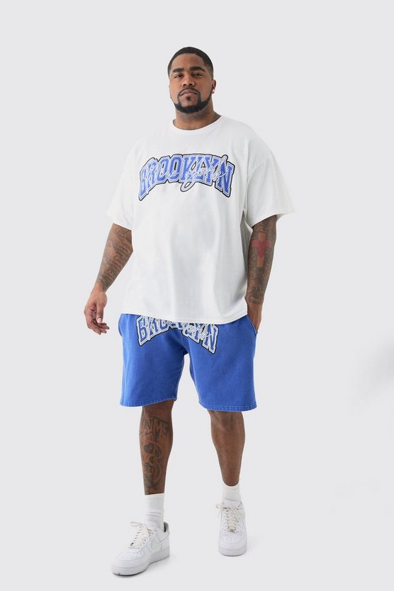 Plus T-Shirt und Shorts mit Brooklyn-Print