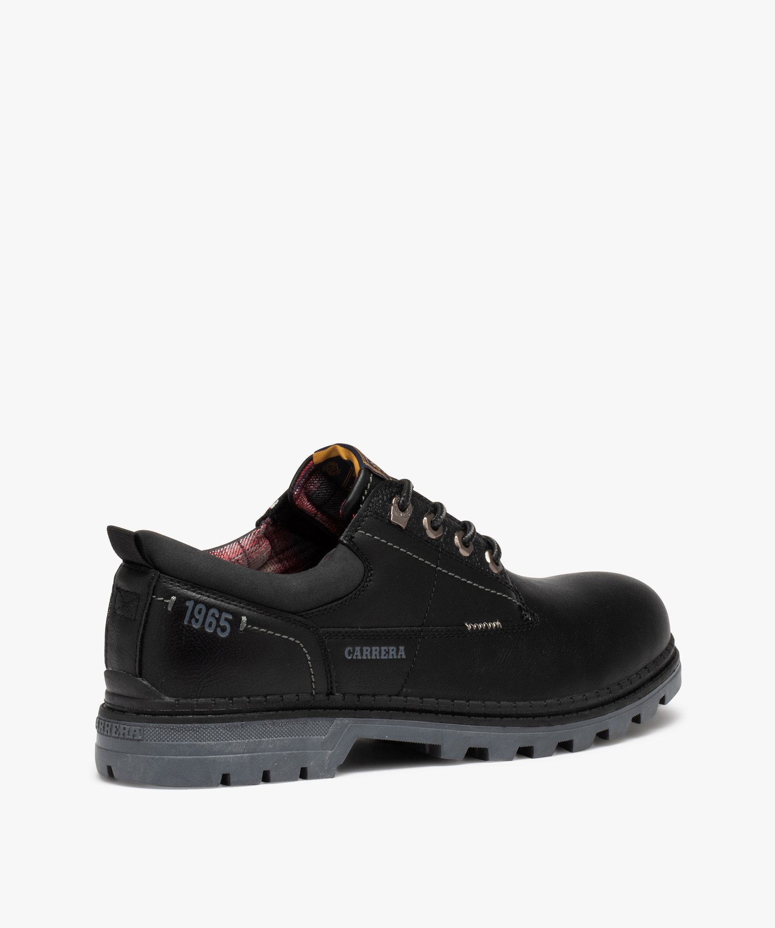 Derbies homme unis à semelle crantée et col rembourré noir | GEMO