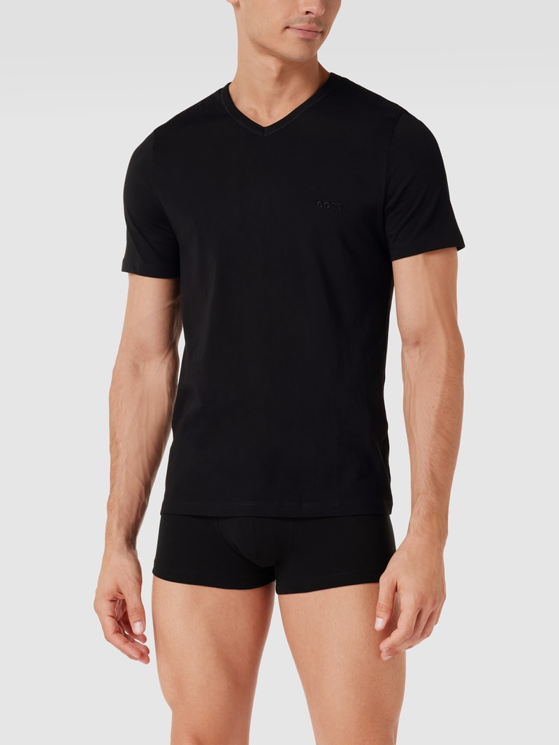 T-Shirt mit V-Ausschnitt im 3er-Pack Modell 'Classic' in schwarz