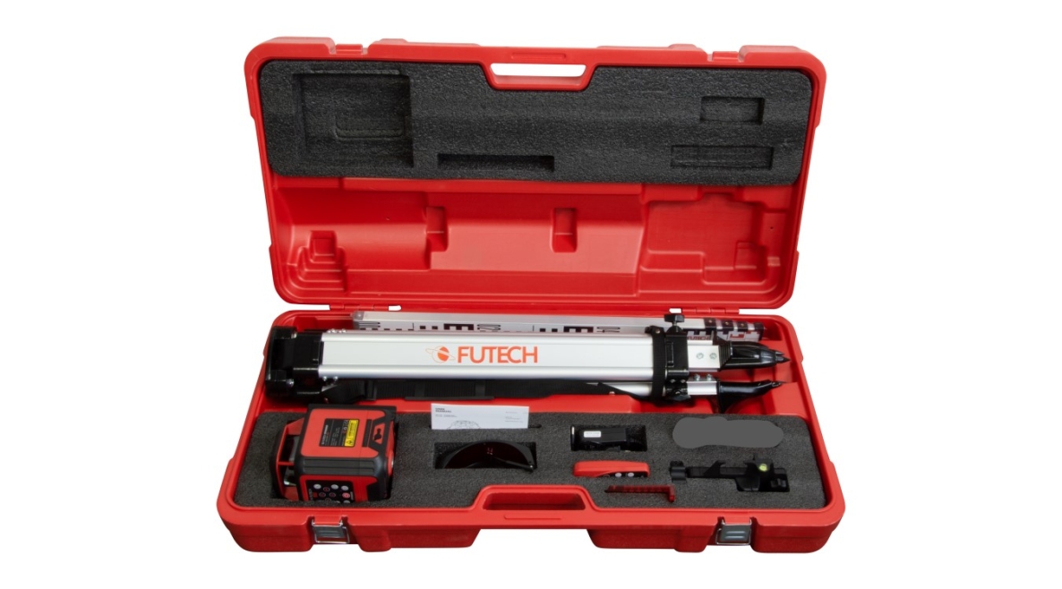 Futech 062.03R.CS Spinner Rødt Etuisett Roterende Laser + Stativ + Stav i Etui