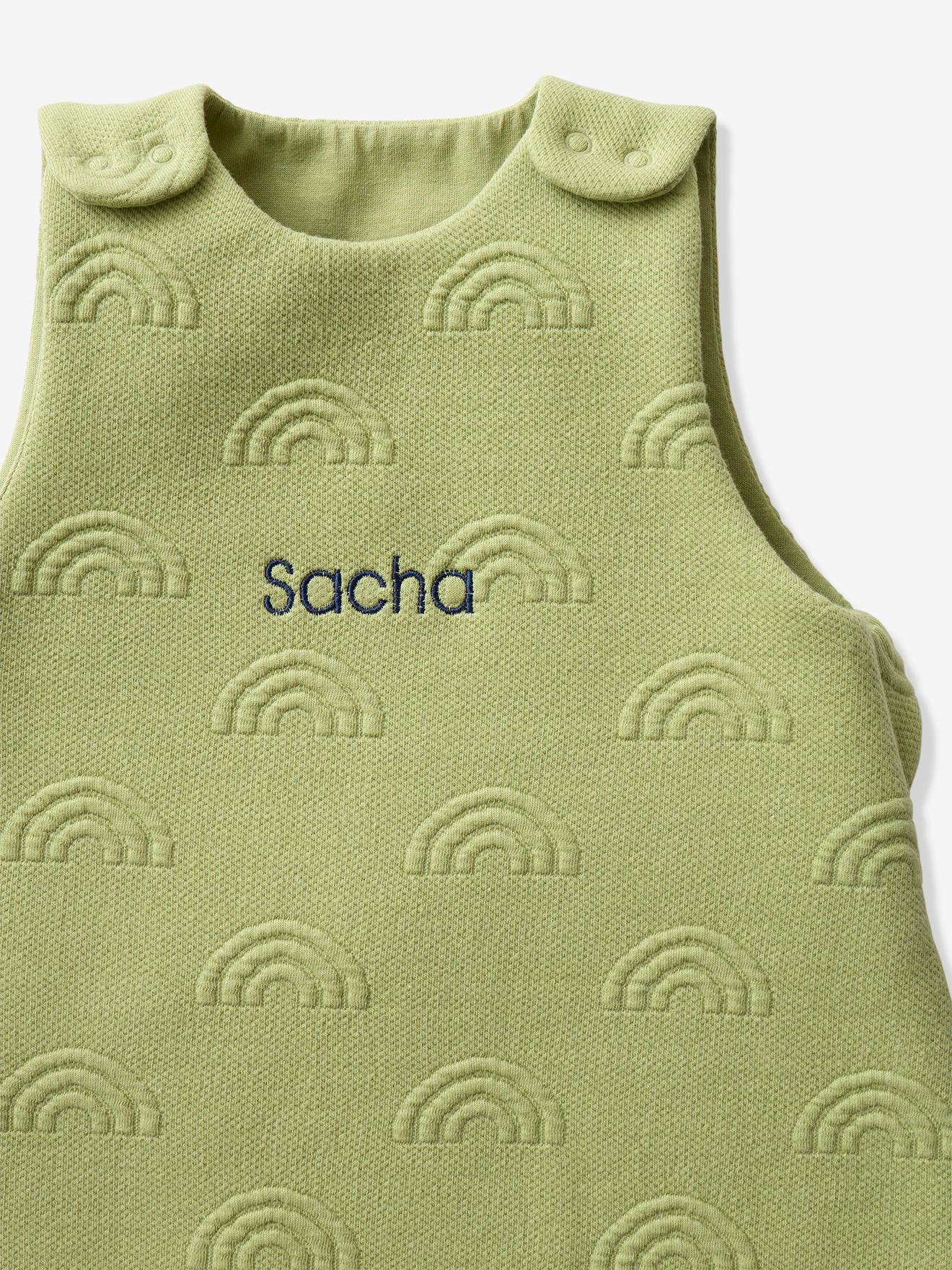 Vertbaudet Baby Sommerschlafsack JACQUARD personalisierbar Oeko-Tex - pistaziengrün regenbogen