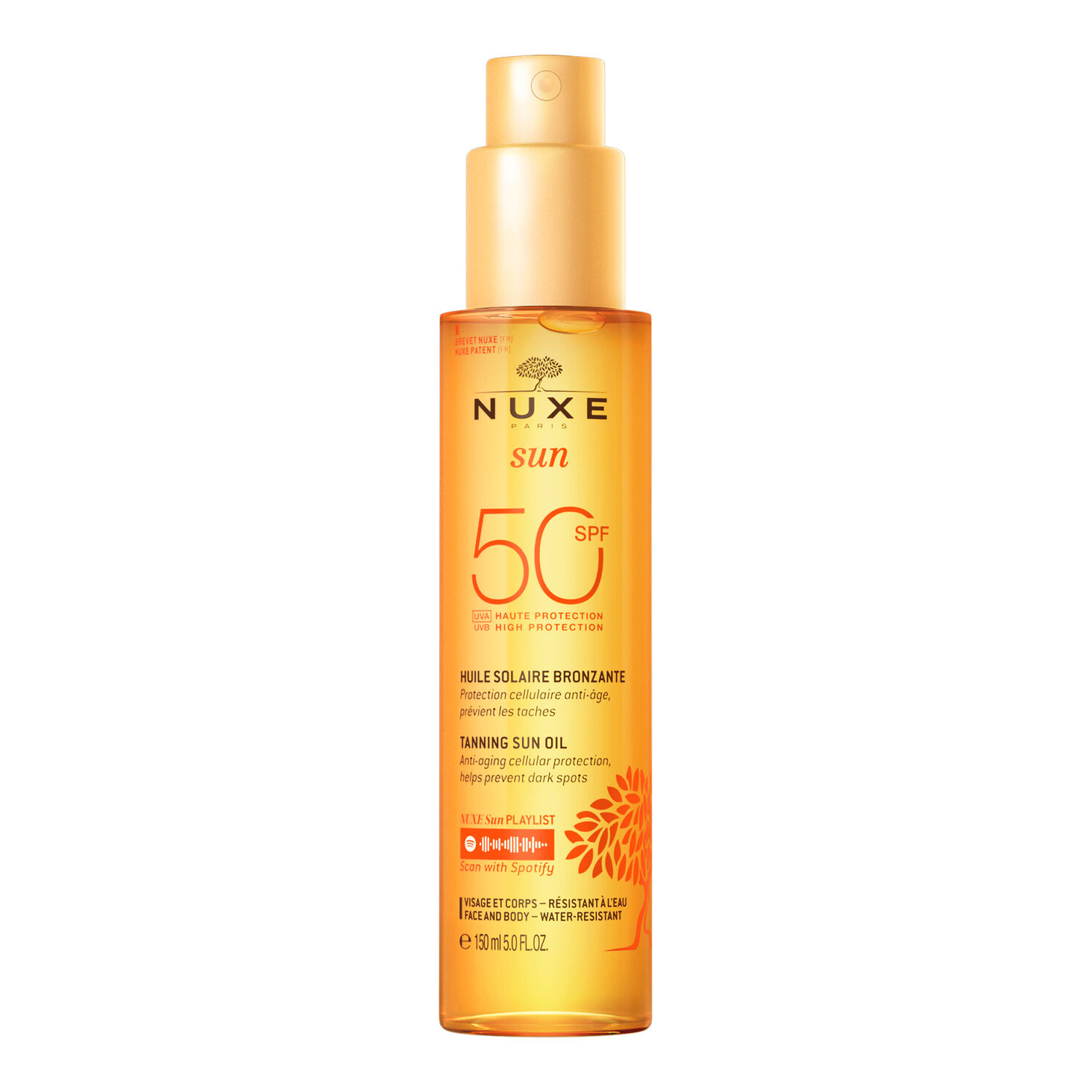 Nuxe Huile solaire bronzante haute protection SPF50 Nuxe Sun - Tous types de peaux - 150ml