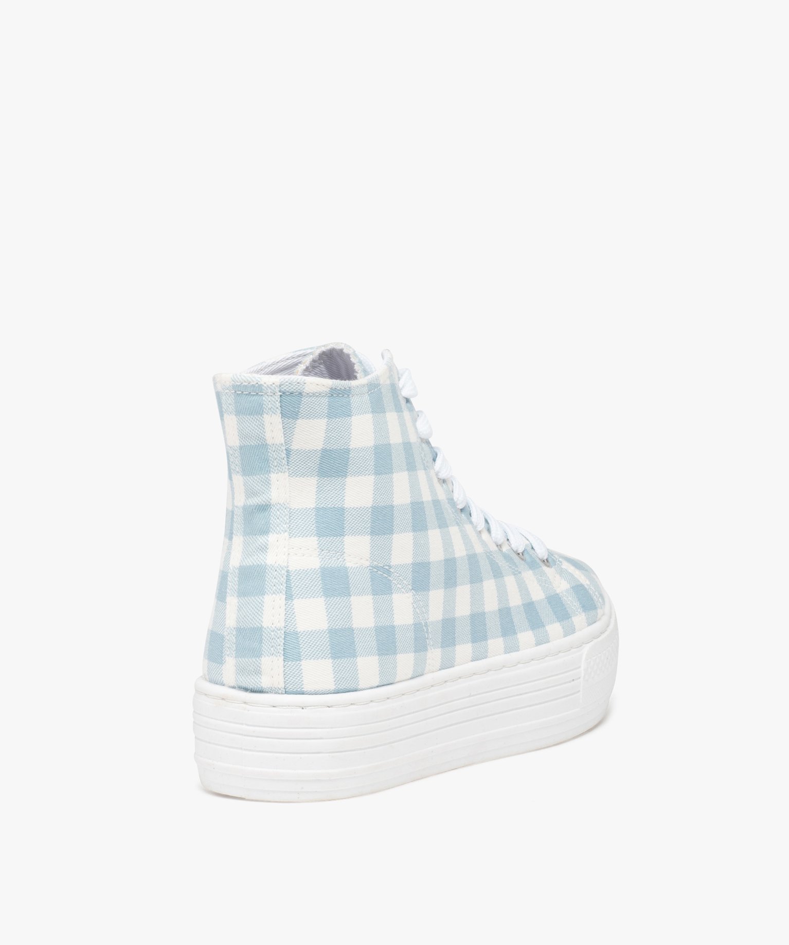 Baskets femme mid-cut en toile à semelle plateforme bleu | GEMO