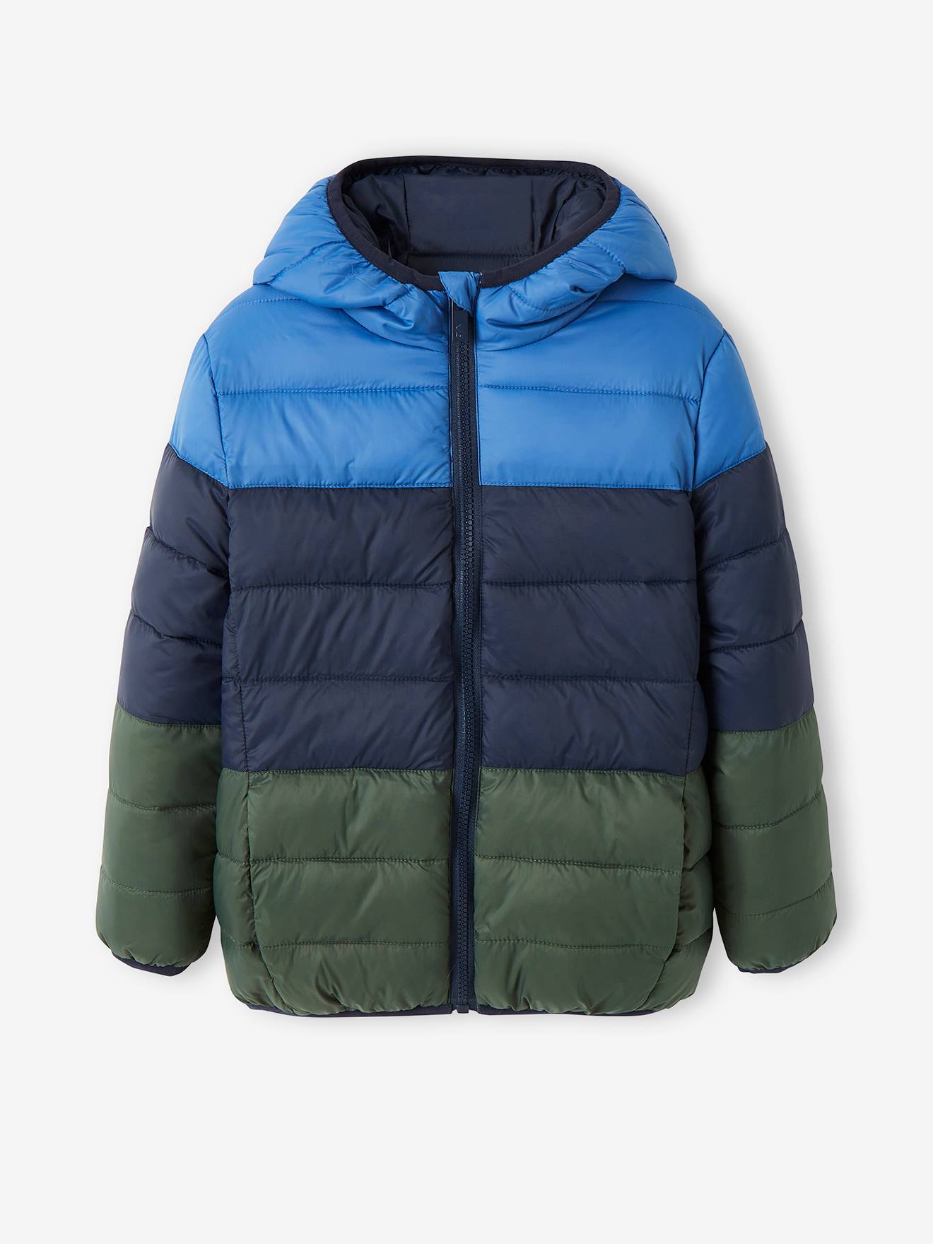 Doudoune légère réversible garçon colorblock anthracite