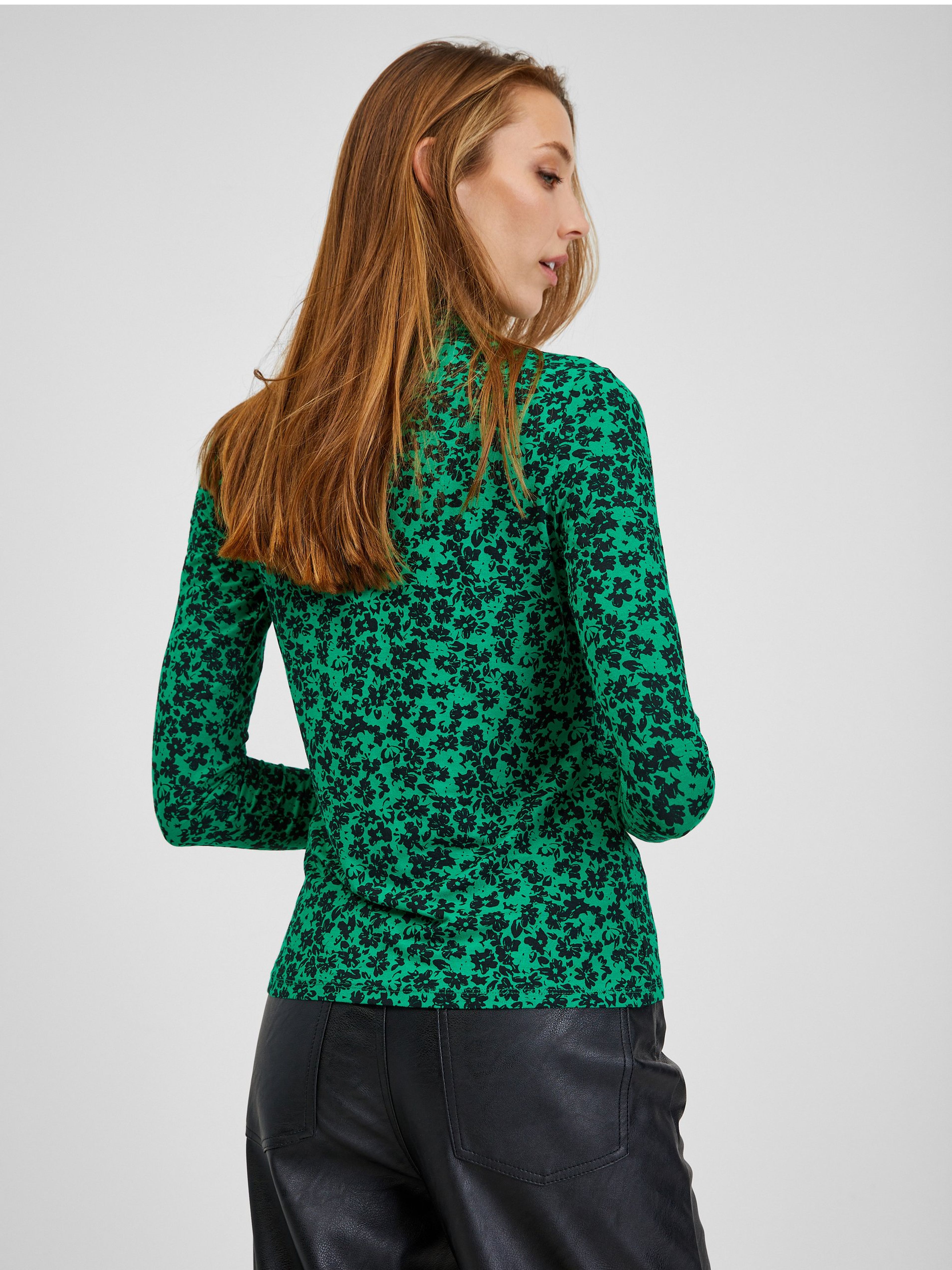 Grüner gemusterter Damen Rollkragenpullover ORSAY