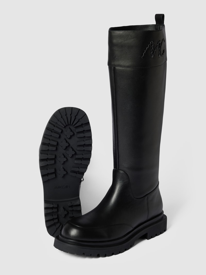 Stiefel aus Leder mit Label-Detail in schwarz