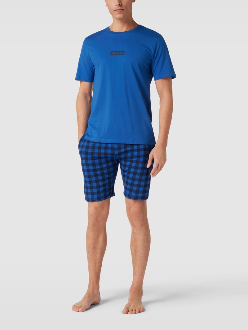 Pyjama-Shorts mit Allover-Muster in blau