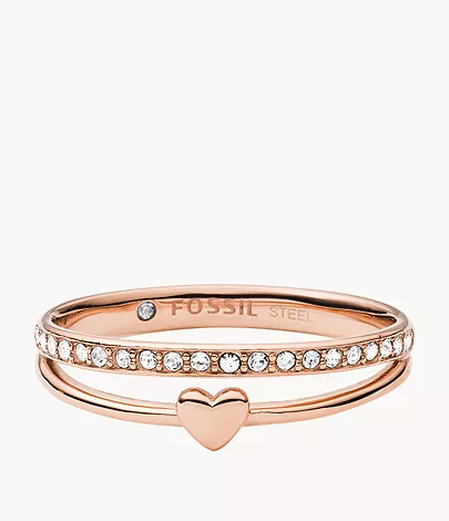 Fossil Ring Hearts To You Edelstahl roségoldfarben