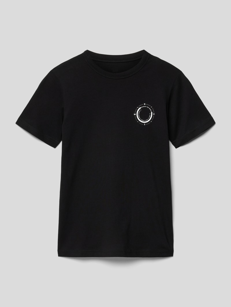 T-Shirt mit Label-Print Modell 'COWATER LOGO TEE' in schwarz