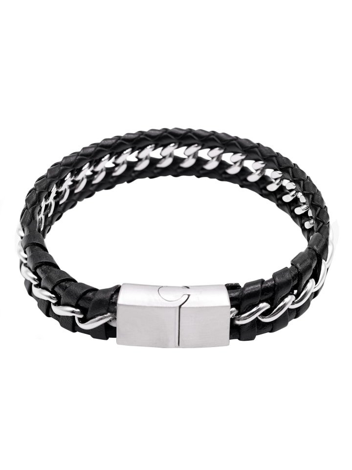 Steel_Art Herrenarmband Lederarmband Laurin in schwarz günstig kaufen