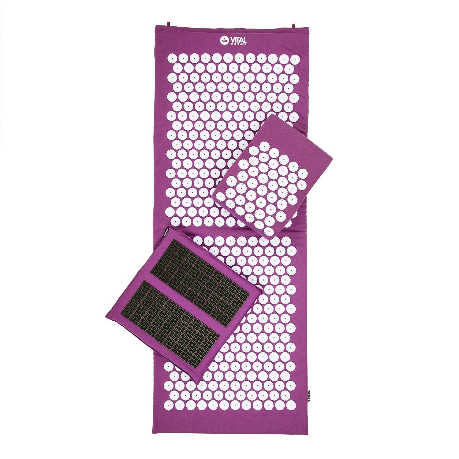 bodhi Akupressurmatte VITAL Akupressurmatte XL Deluxe-Set SPIKY aubergine