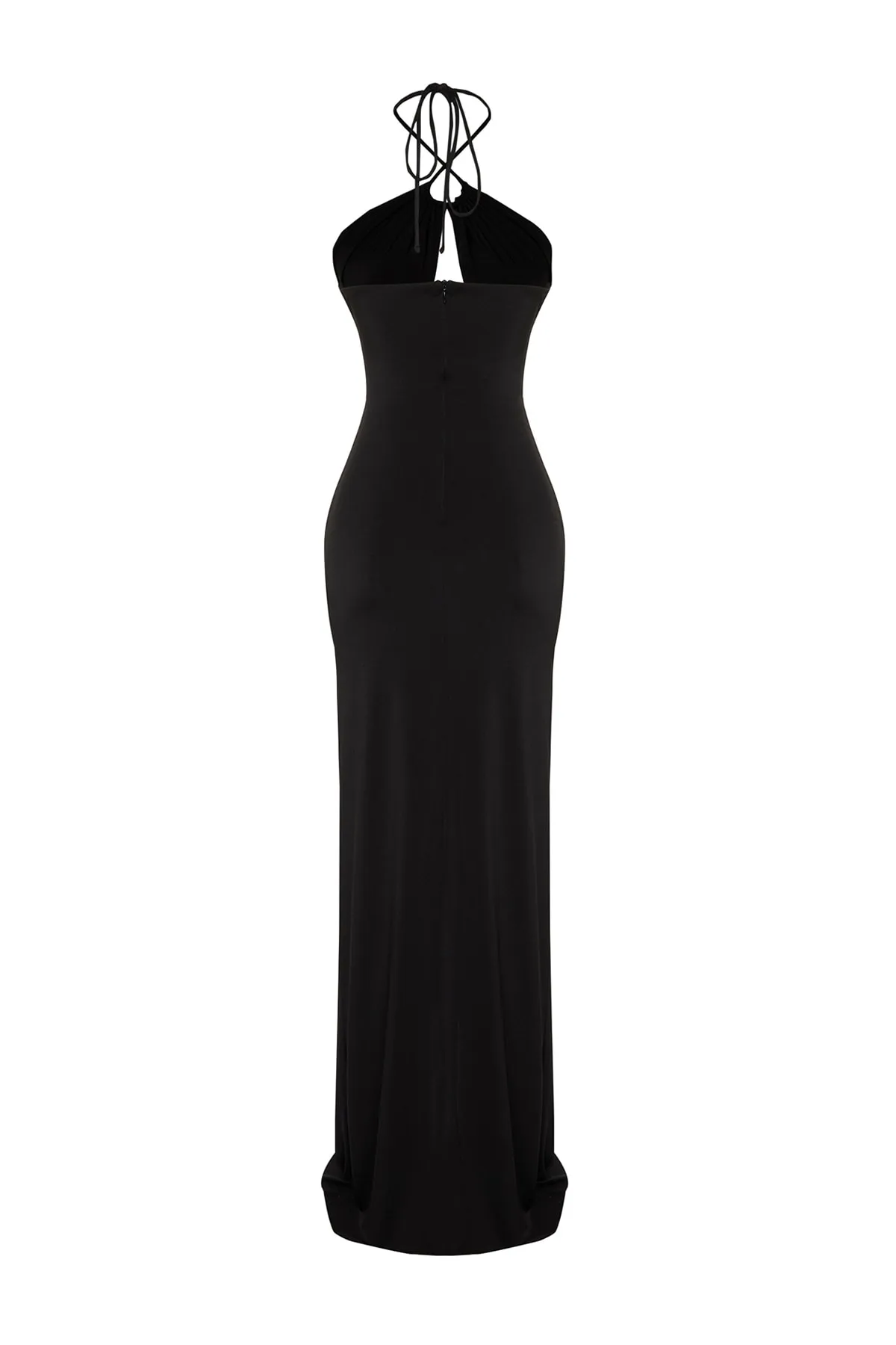 Trendyol Collection  X Zeynep Tosun Schwarzes, figurbetontes Abend- und Abschlusskleid mit Sonnenaccessoires TCLSS23AE00003