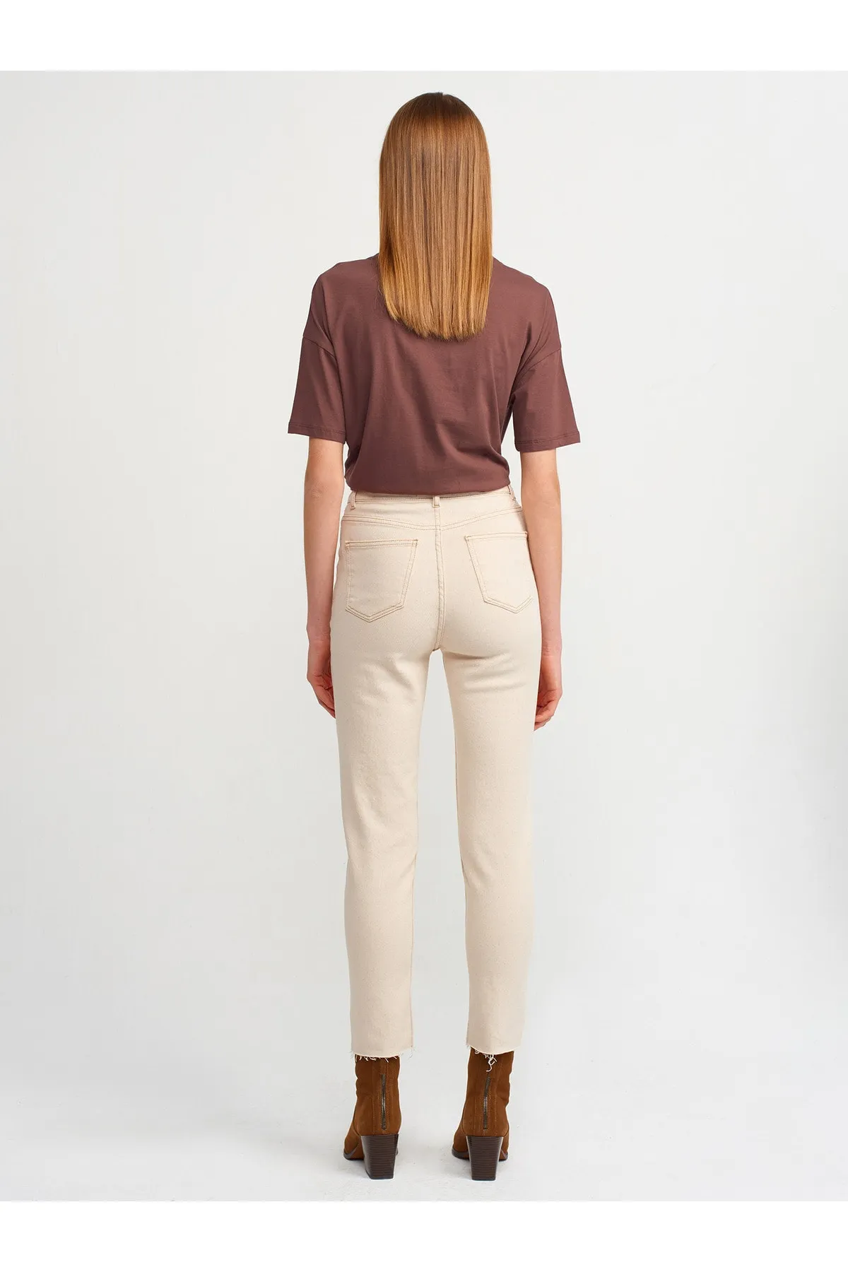 Dilvin  4336 Baumwollhose mit Vordernähten – Ecru