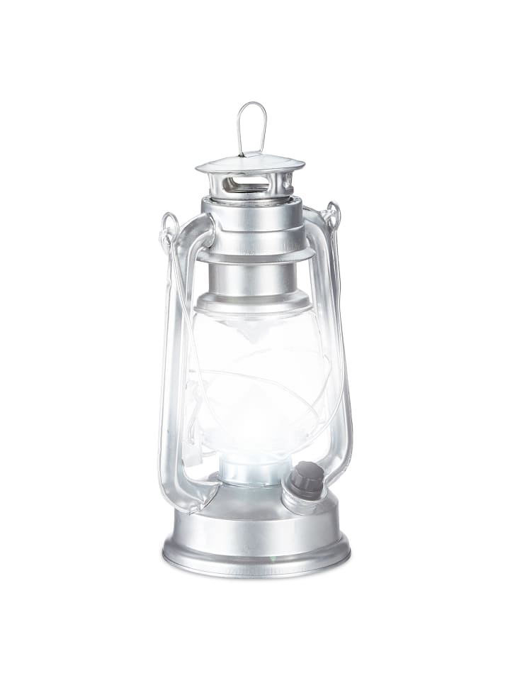 relaxdays Sturmlaterne LED in Silber - (B)15 x (H)24 x (T)11,5 cm günstig kaufen onesize