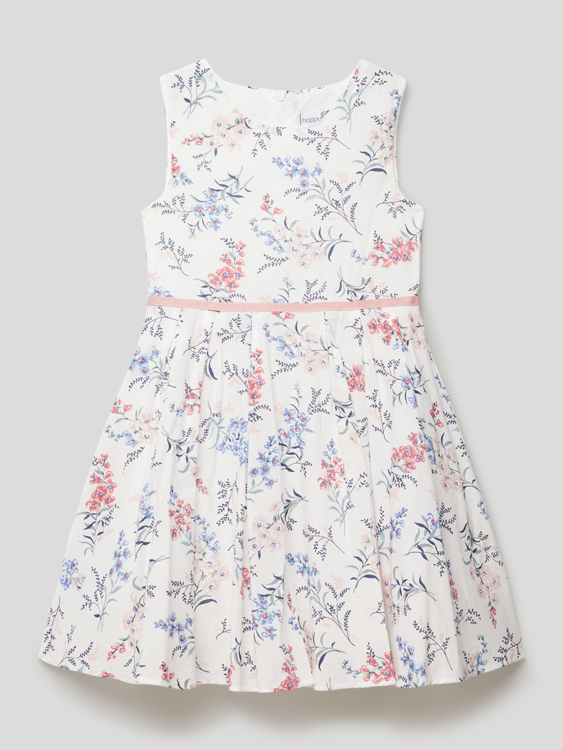 Minikleid mit floralem Muster in ecru