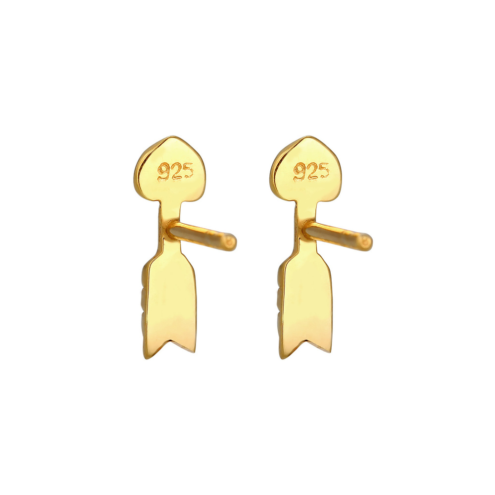 Elli Elli Boucles d'Oreilles Coeur Flèche Minimal Clous d'Oreille Femme - (925/1000) A Boucles d'oreilles