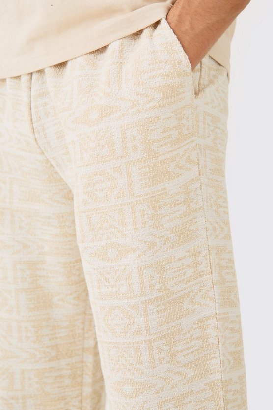 Lockere Jacquard-Jogginghose mit geteiltem Saum