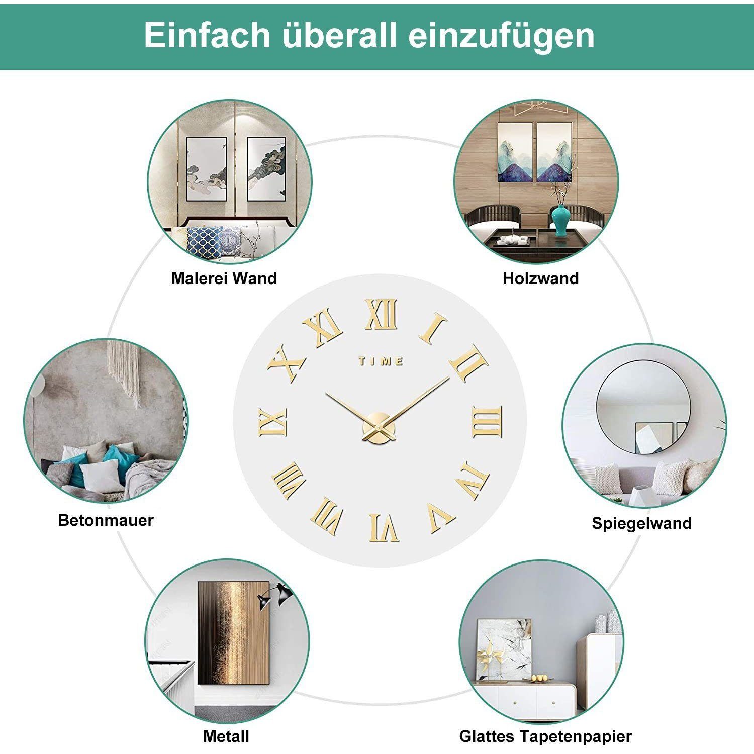zggzerg Wanduhr Moderne DIY,3D Rahmenlos Römische Wanduhren, Dekoration Geschenk