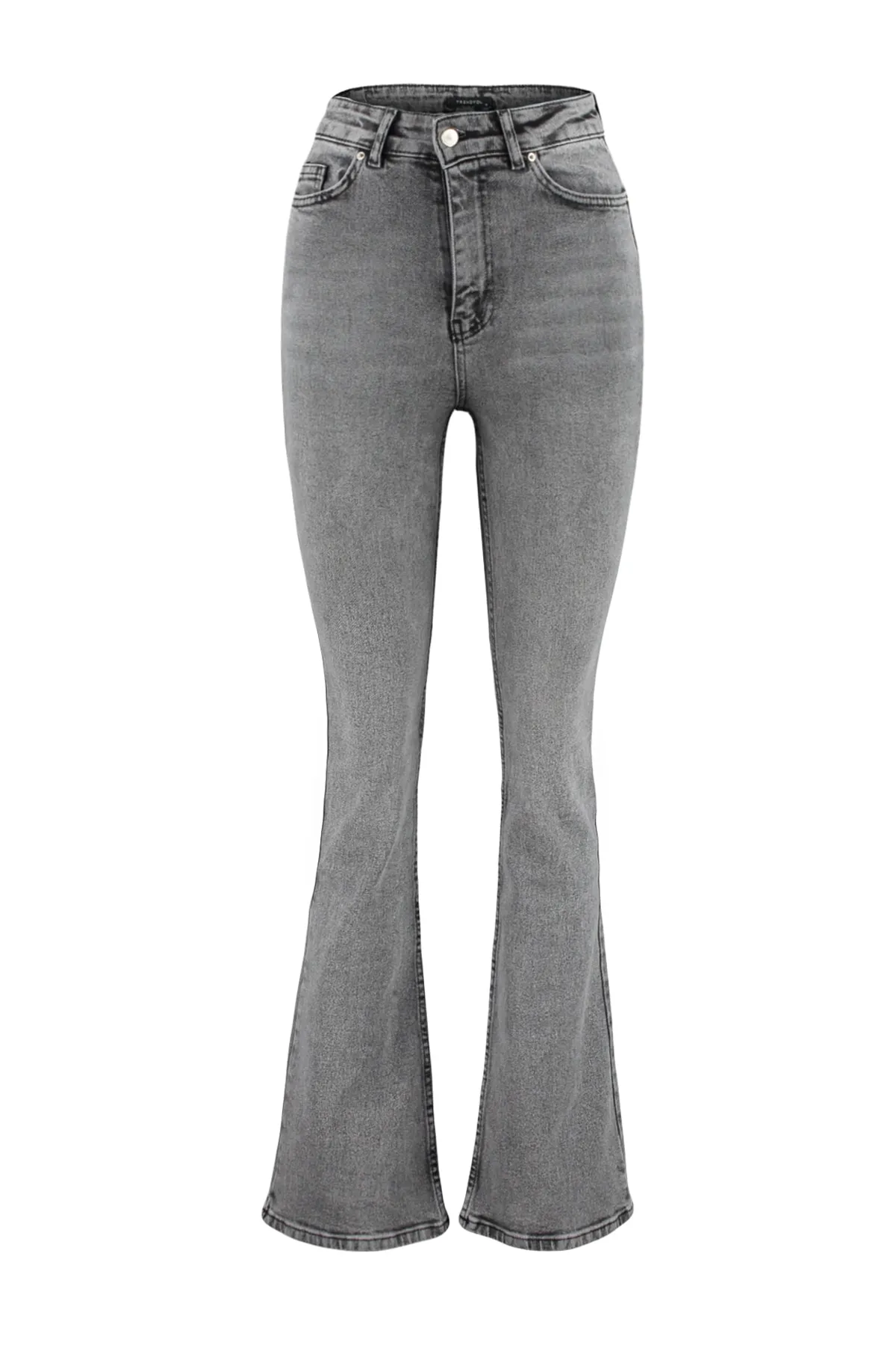 Trendyol Collection  Anthrazitfarbene Schlagjeans mit hoher Taille TWOSS23JE00066