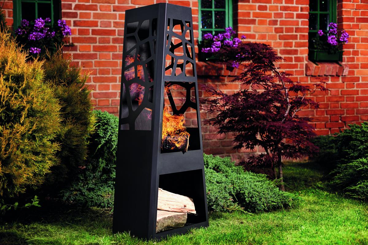 dobar Design-Gartenkamin XL mit Kaminholz-Stauraum