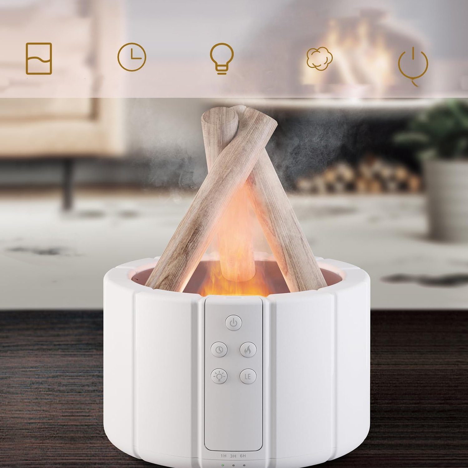 Bedee Diffuser Flame Aroma Diffuser für Ätherische Öle 250ml Lagerfeuer Flammeneffekt, 0,25 l Wassertank, mit 3 Helligkeit Modi, mit Fernbedienung, 3 Timer