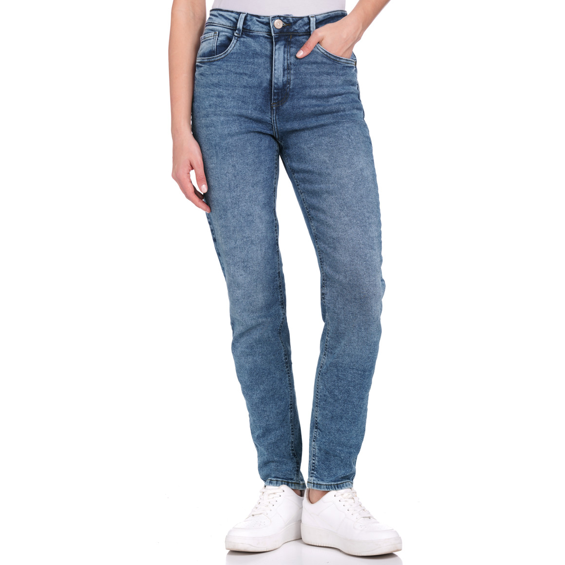 Damen Mom-Jeans mit Used-Waschung