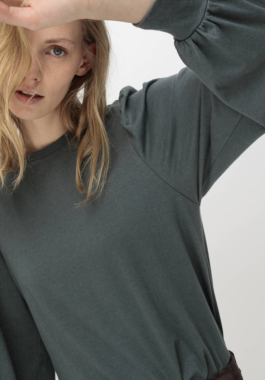 Jersey-Bluse aus Bio-Baumwolle mit Bio-Merinowolle