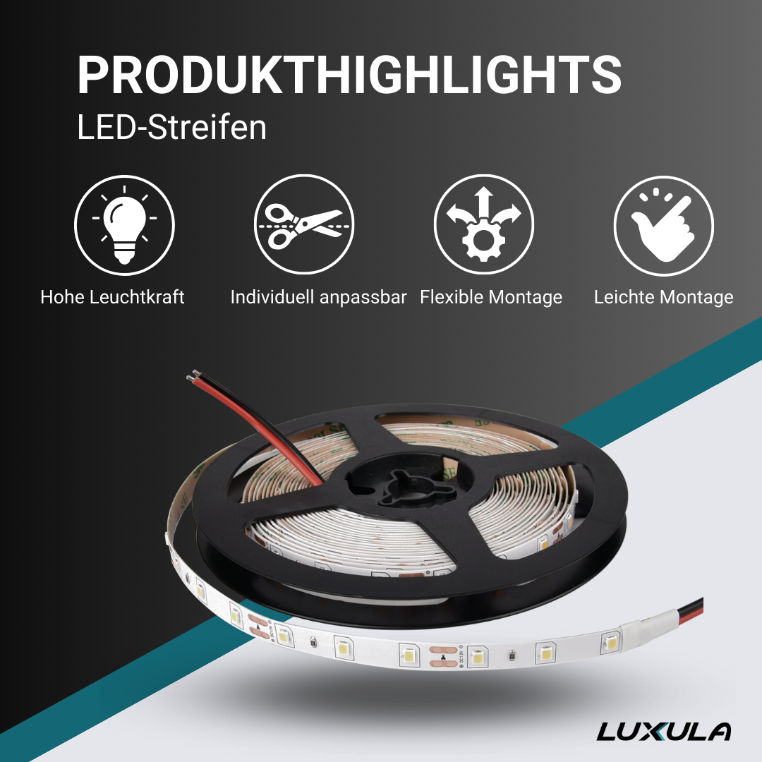 LUXULA LED-Streifen, warmweißes Licht, 12 V