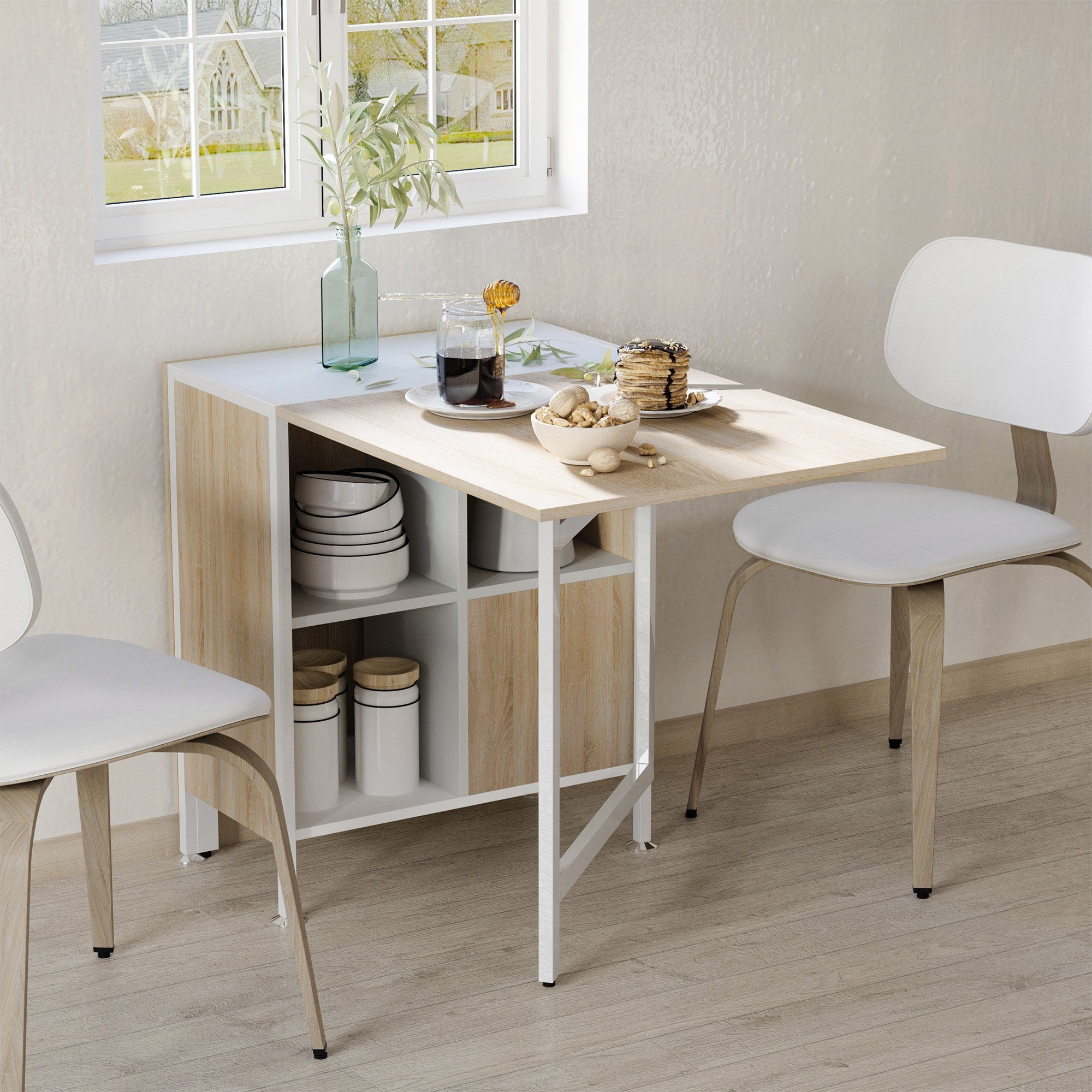 HOMCOM Klapptisch Klapptisch mit Stauraum