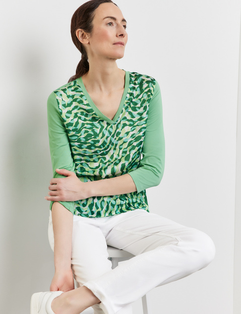 3/4 Arm Shirt mit Material-Patch