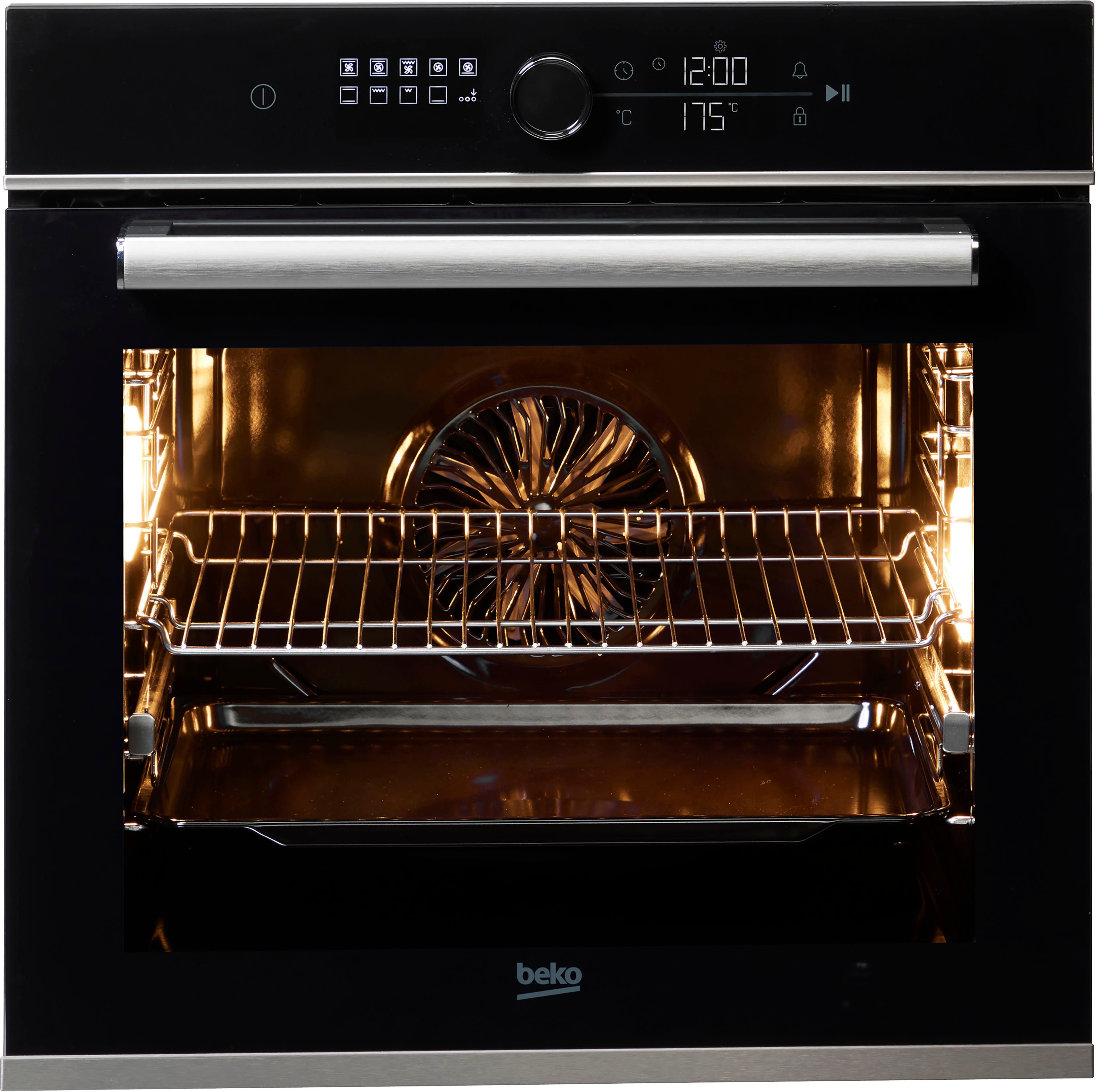 BEKO Einbaubackofen BBIM13400XS, BBIM17400BS, mit 1-fach-Teleskopauszug, SteamShine