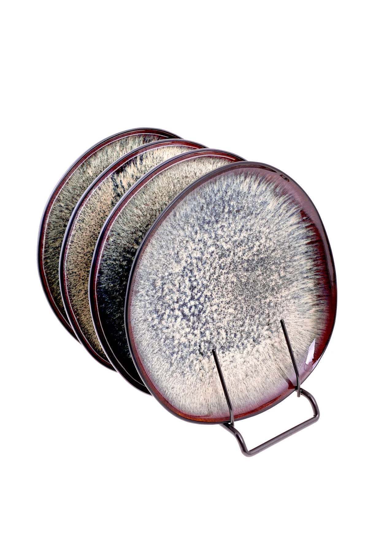 Karaca  Schwarz Galactic Reactive Tafelservice-Set Für 4-teiliges Set Modern, Geschirrset Stilvoll,