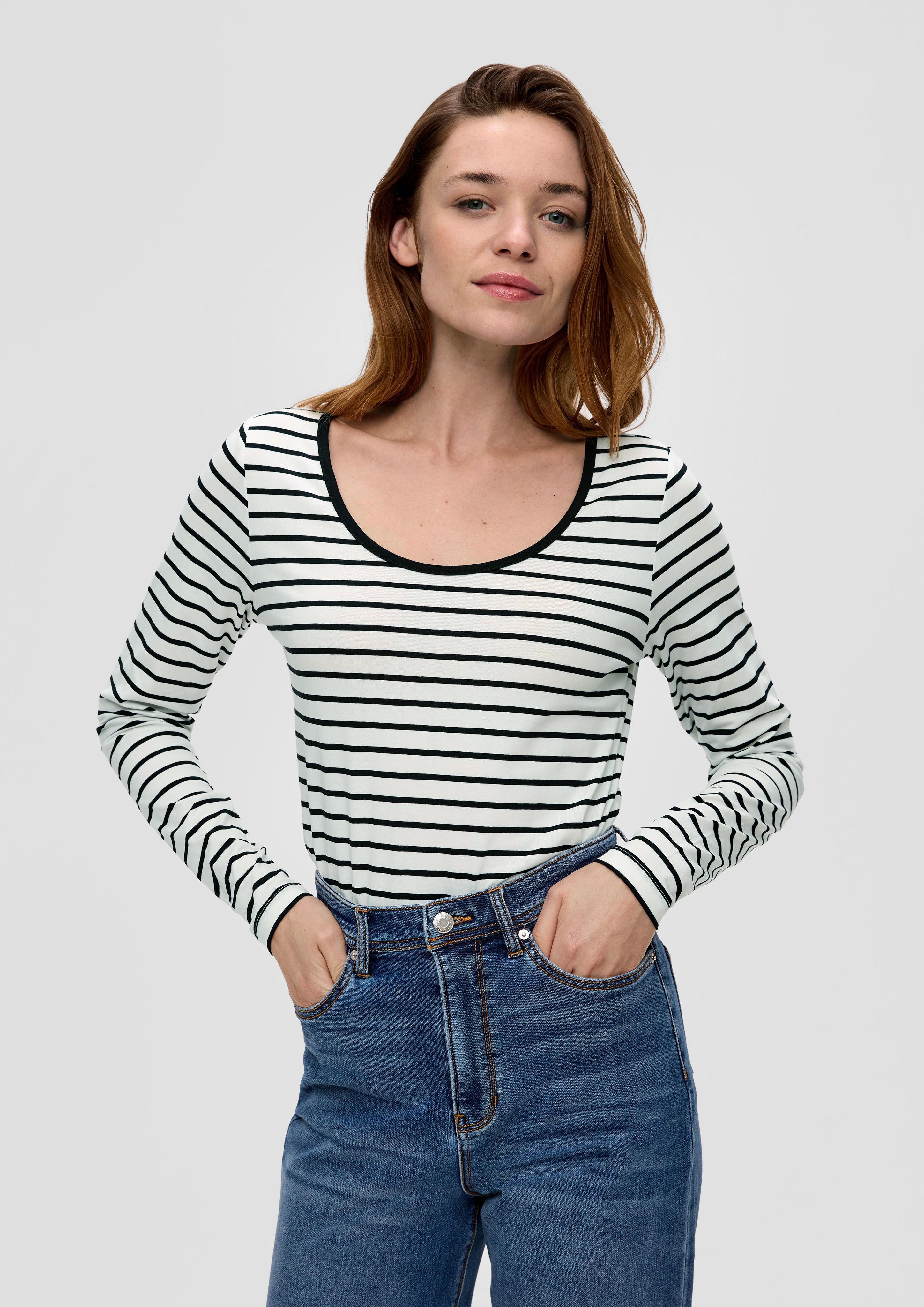 Langarmshirt mit tiefem Rundhalsausschnitt  2141909-99G2