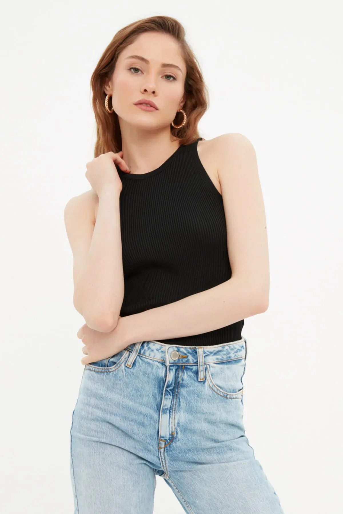 Trendyol Collection  Schwarze schnurgebundene Strickbluse