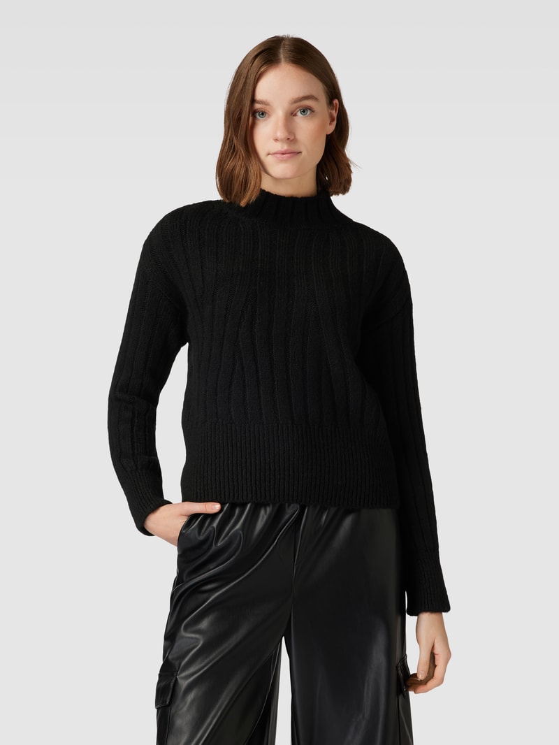 Strickpullover mit Stehkragen Modell 'AGNES' in schwarz