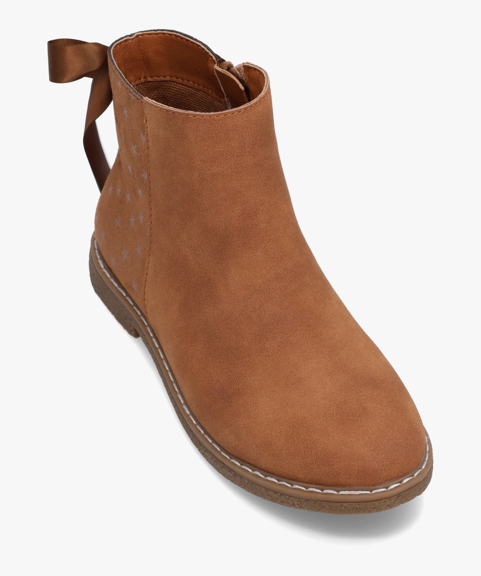 Boots fille en suédine motifs étoiles et ruban décoratif camel | GEMO