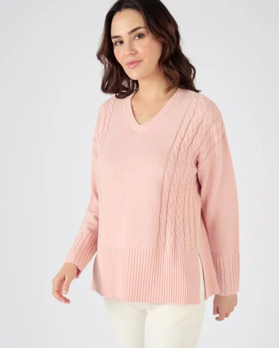 Pull col V à torsades