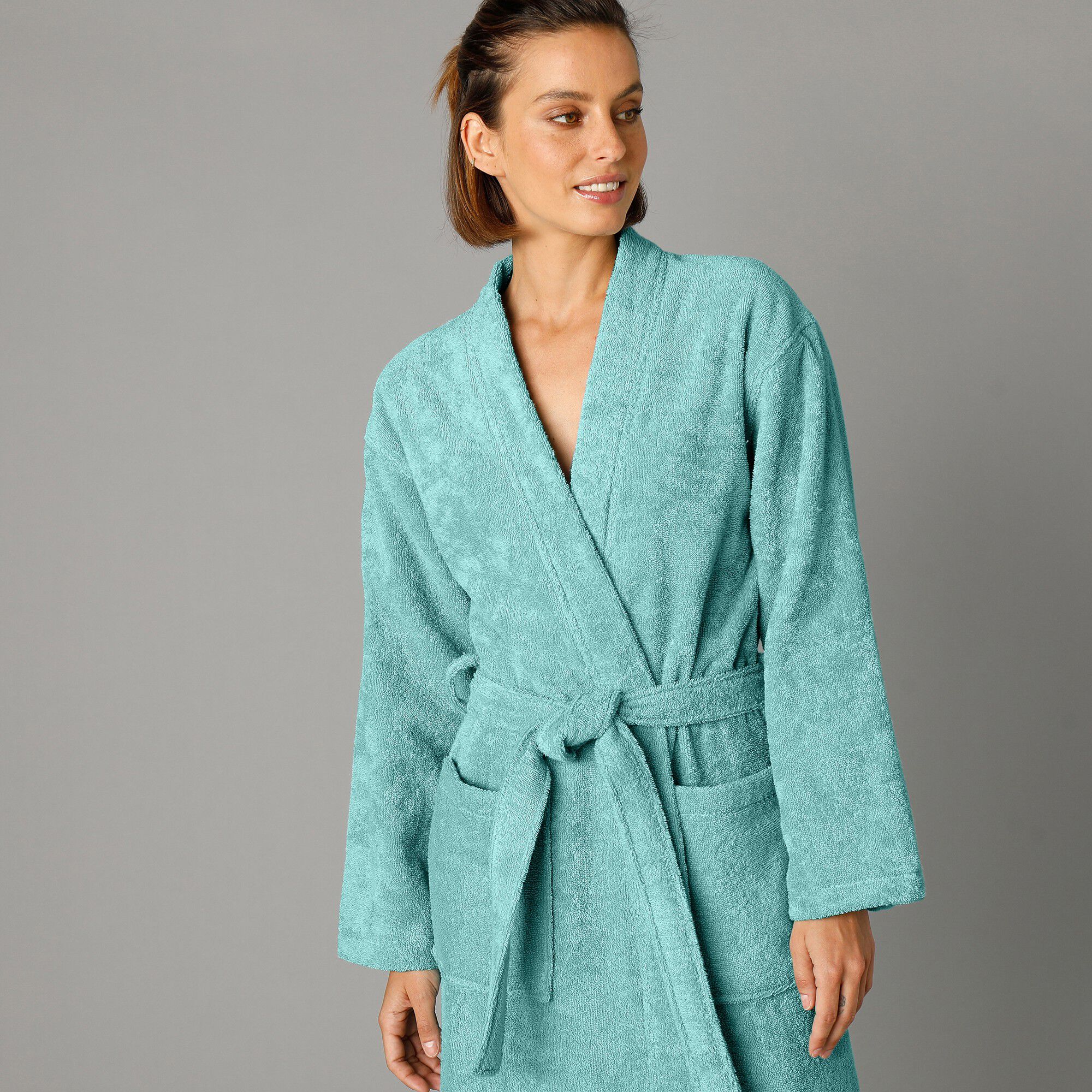 Peignoir mixte adulte col kimono éponge bouclette