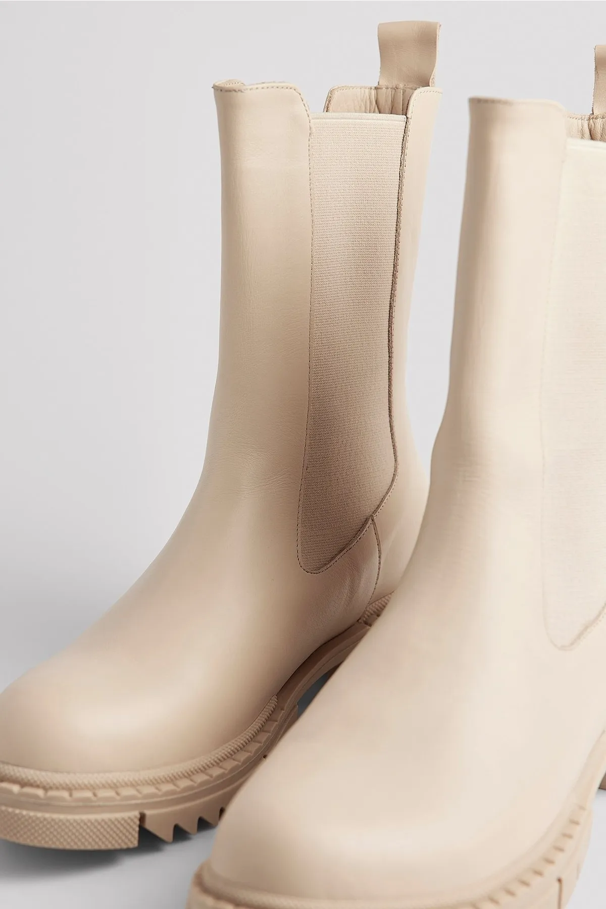 NA-KD  Stiefelette - Beige - Flacher Absatz